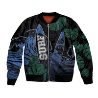 Custom Surfing Bomber Jacket Retro Waves Dot Halftone