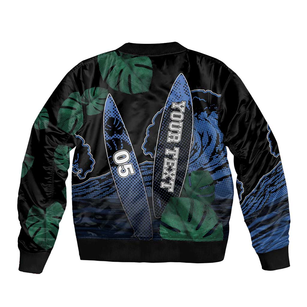 Custom Surfing Bomber Jacket Retro Waves Dot Halftone