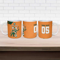 Custom Ivory Coast Football Ceramic Mug Elephant Geometric African Art Style
