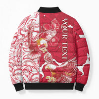 Personalized Poland Bomber Puffer Jacket Two White Eagles Fighting - Wonder Print Shop