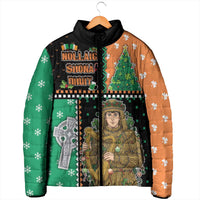 Ireland Christmas Padded Jacket Wren Boy With Shamrock Xmas Tree - Wonder Print Shop
