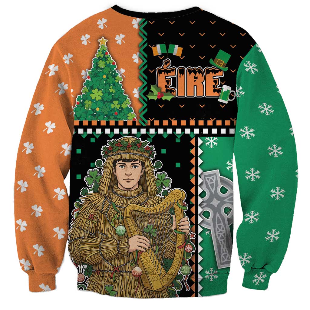 Ireland Christmas Sweatshirt Wren Boy With Shamrock Xmas Tree - Wonder Print Shop