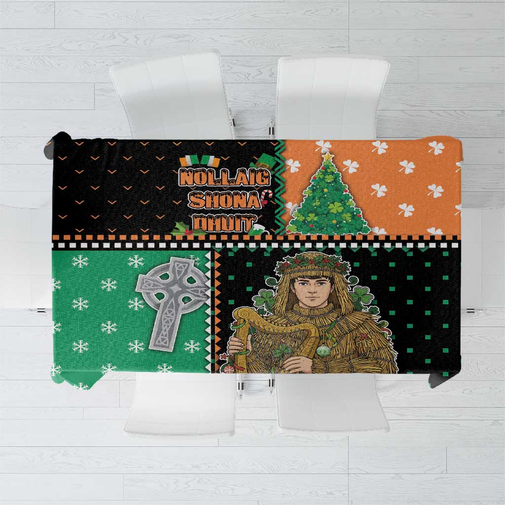 Ireland Christmas Tablecloth Wren Boy With Shamrock Xmas Tree - Wonder Print Shop