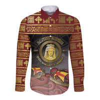 Danish Empire Long Sleeve Button Shirt Kalmar Union With Viking Patterns - Wonder Print Shop