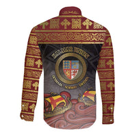 Danish Empire Long Sleeve Button Shirt Kalmar Union With Viking Patterns - Wonder Print Shop