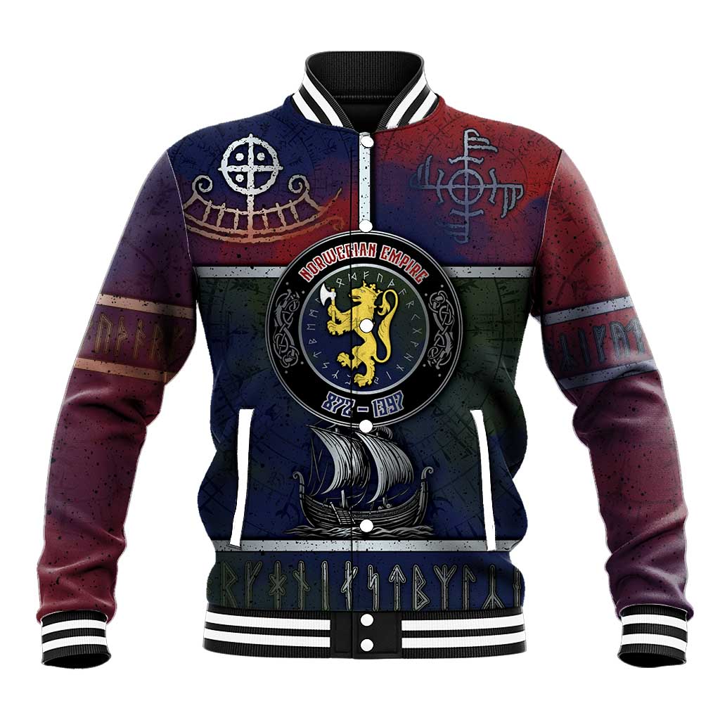 Personalized Norwegian Empire Baseball Jacket Ancient Viking Patterns - Wonder Print Shop