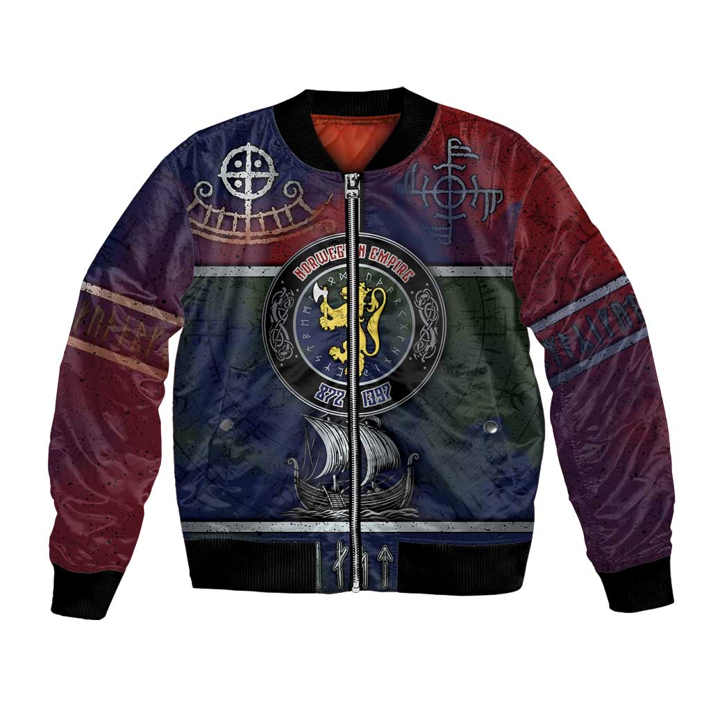 Personalized Norwegian Empire Bomber Jacket Ancient Viking Patterns - Wonder Print Shop