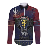 Personalized Norwegian Empire Long Sleeve Button Shirt Ancient Viking Patterns - Wonder Print Shop