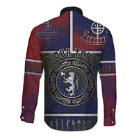 Personalized Norwegian Empire Long Sleeve Button Shirt Ancient Viking Patterns - Wonder Print Shop