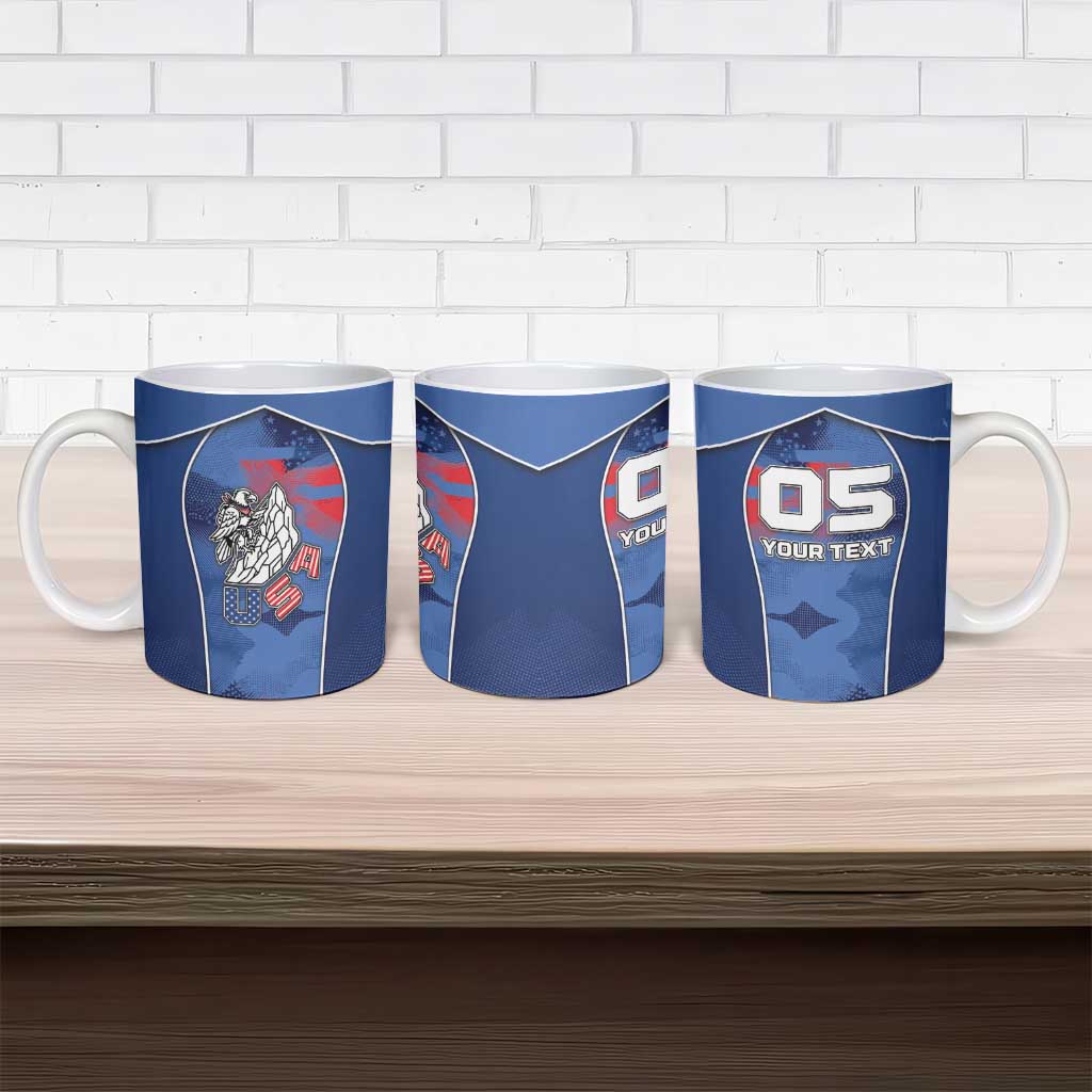Custom USA Climbing Ceramic Mug American Eagle Climber