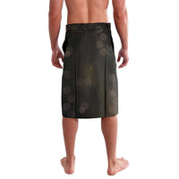 Black personalized lava lava wrap skirt with dark geometric pattern on back