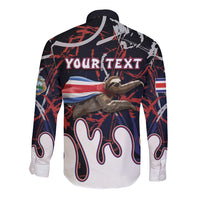 Personalized Costa Rica Long Sleeve Button Shirt Flying Sloth - Wonder Print Shop