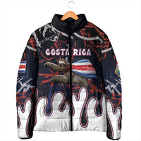 Personalized Costa Rica Padded Jacket Flying Sloth - Wonder Print Shop