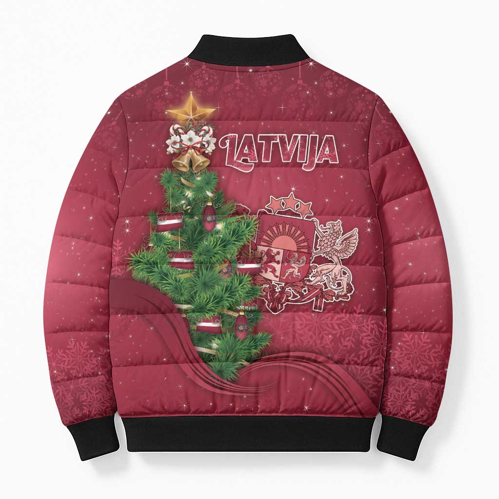 Latvia Christmas Bomber Puffer Jacket Xmas Tree Latvija - Wonder Print Shop