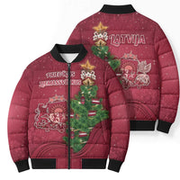 Latvia Christmas Bomber Puffer Jacket Xmas Tree Latvija - Wonder Print Shop