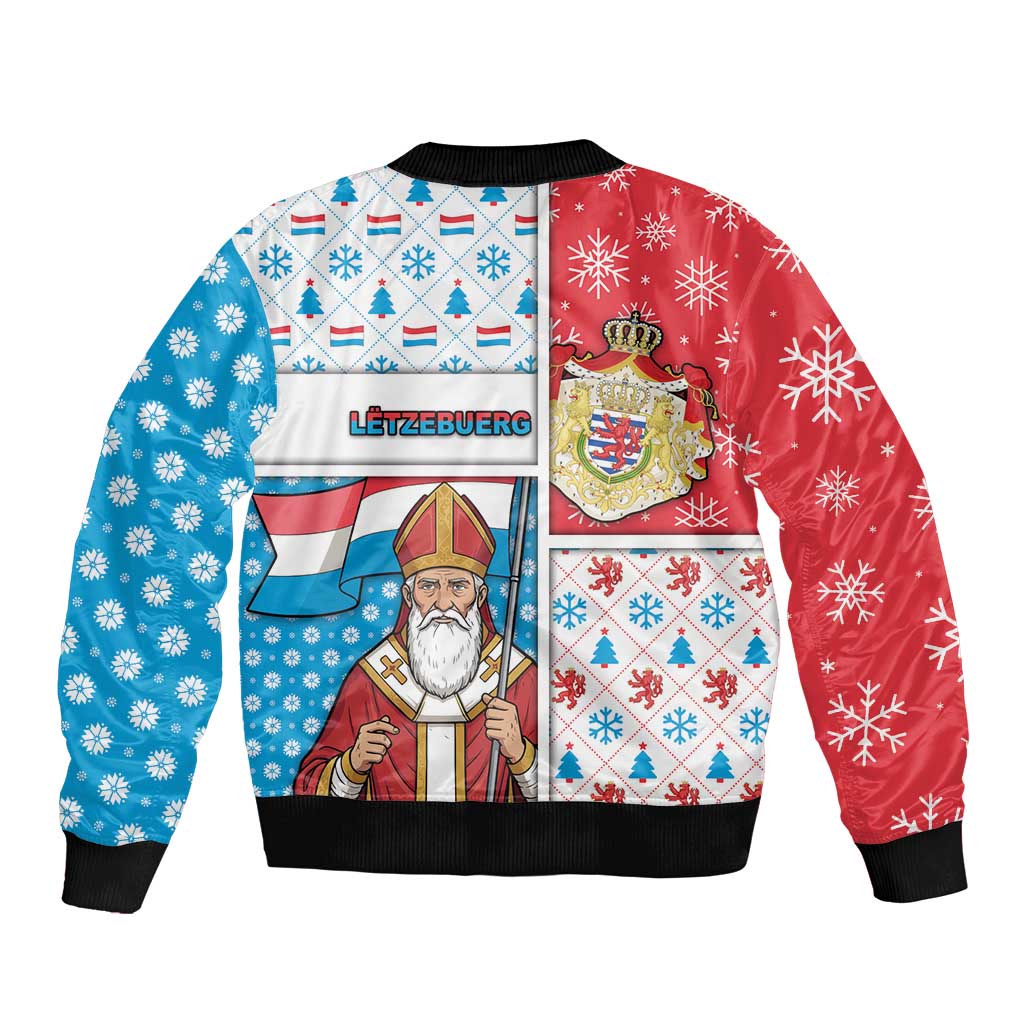 Luxembourg Christmas Bomber Jacket Kleeschen With Xmas Patterns - Wonder Print Shop