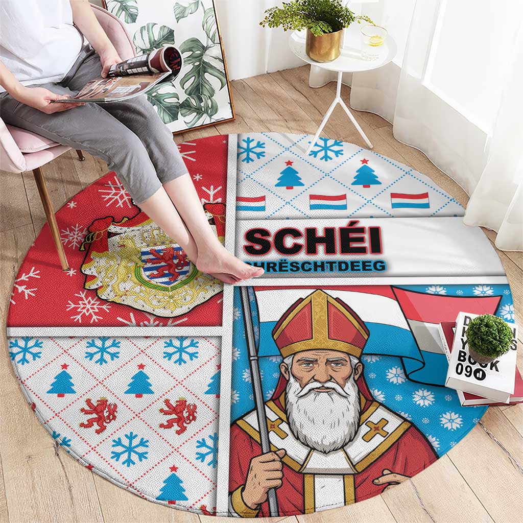 Luxembourg Christmas Round Carpet Kleeschen With Xmas Patterns - Wonder Print Shop
