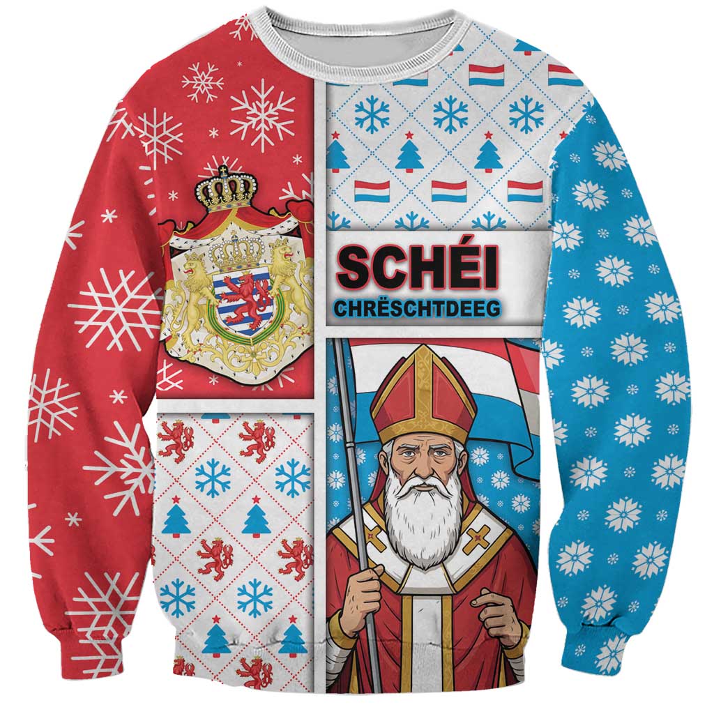 Luxembourg Christmas Sweatshirt Kleeschen With Xmas Patterns - Wonder Print Shop