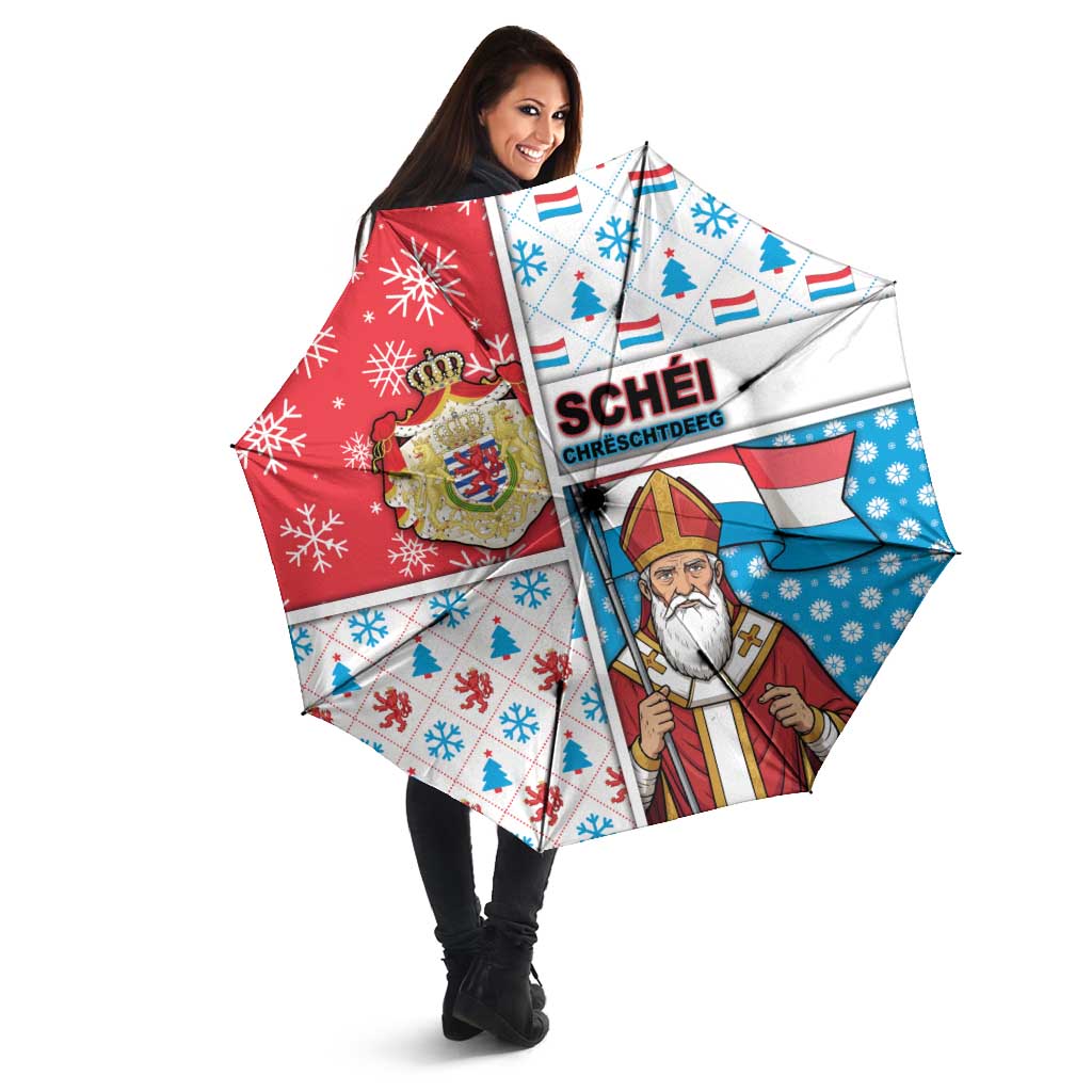 Luxembourg Christmas Umbrella Kleeschen With Xmas Patterns - Wonder Print Shop