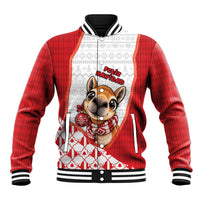 Peru Christmas Baseball Jacket Cute Baby Vicuna Red Bauble Snowflake