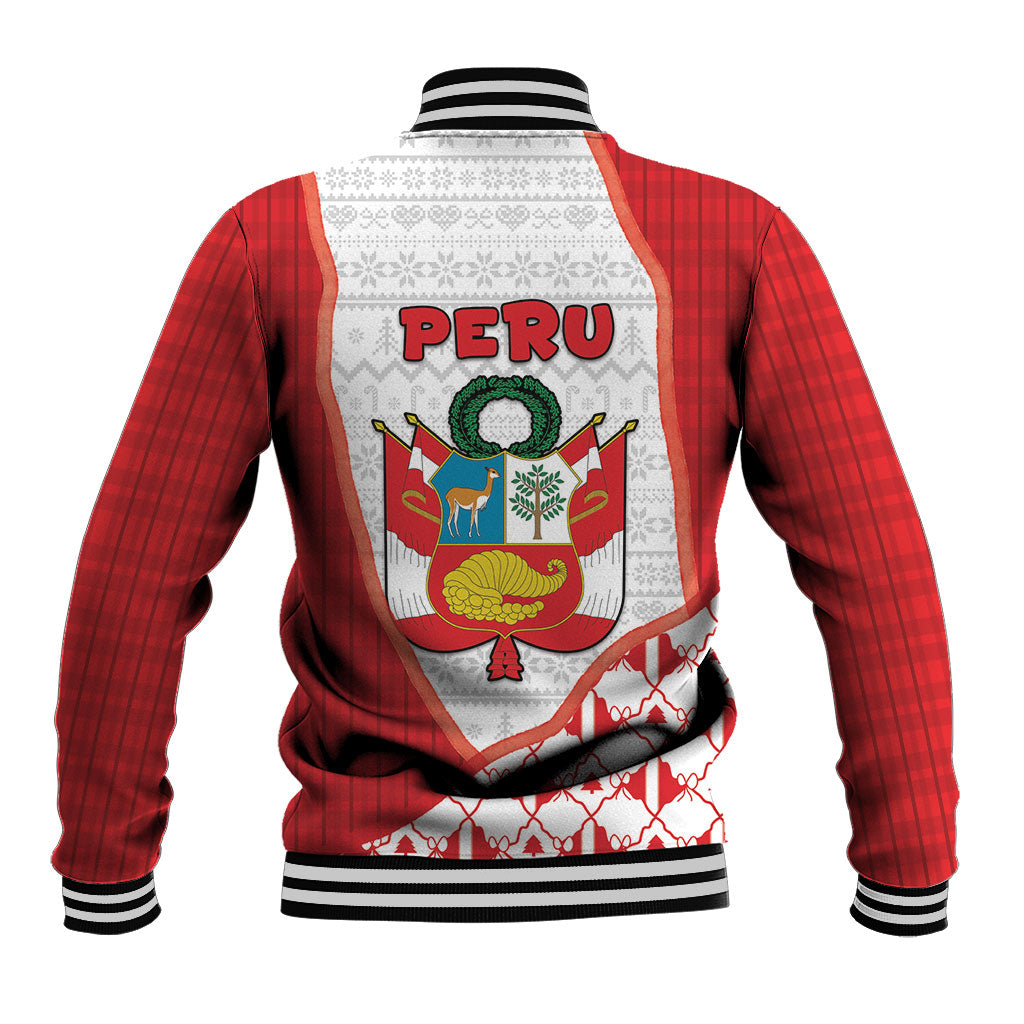 Peru Christmas Baseball Jacket Cute Baby Vicuna Red Bauble Snowflake