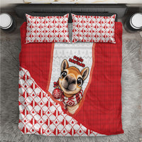 Peru Christmas Bedding Set Cute Baby Vicuna Red Bauble Snowflake