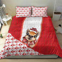 Peru Christmas Bedding Set Cute Baby Vicuna Red Bauble Snowflake