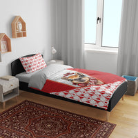 Peru Christmas Bedding Set Cute Baby Vicuna Red Bauble Snowflake