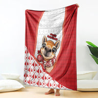 Peru Christmas Blanket Cute Baby Vicuna Red Bauble Snowflake
