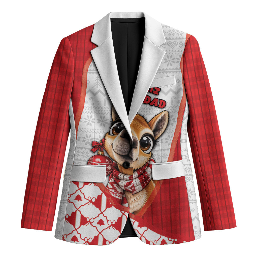 Peru Christmas Blazer Cute Baby Vicuna Red Bauble Snowflake