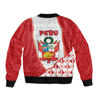 Peru Christmas Bomber Jacket Cute Baby Vicuna Red Bauble Snowflake
