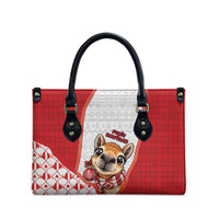 Peru Christmas Leather Bag Cute Baby Vicuna Red Bauble Snowflake