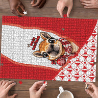 Peru Christmas Puzzle Cute Baby Vicuna Red Bauble Snowflake