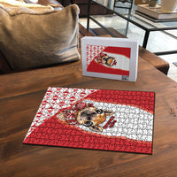 Peru Christmas Puzzle Cute Baby Vicuna Red Bauble Snowflake