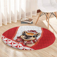 Peru Christmas Round Carpet Cute Baby Vicuna Red Bauble Snowflake