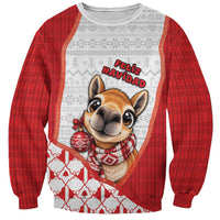 Peru Christmas Sweatshirt Cute Baby Vicuna Red Bauble Snowflake