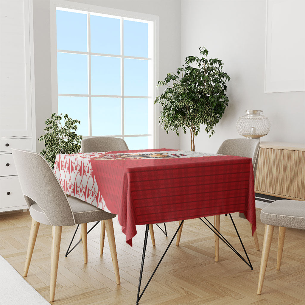 Peru Christmas Tablecloth Cute Baby Vicuna Red Bauble Snowflake