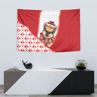 Peru Christmas Tapestry Cute Baby Vicuna Red Bauble Snowflake