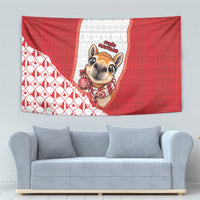 Peru Christmas Tapestry Cute Baby Vicuna Red Bauble Snowflake