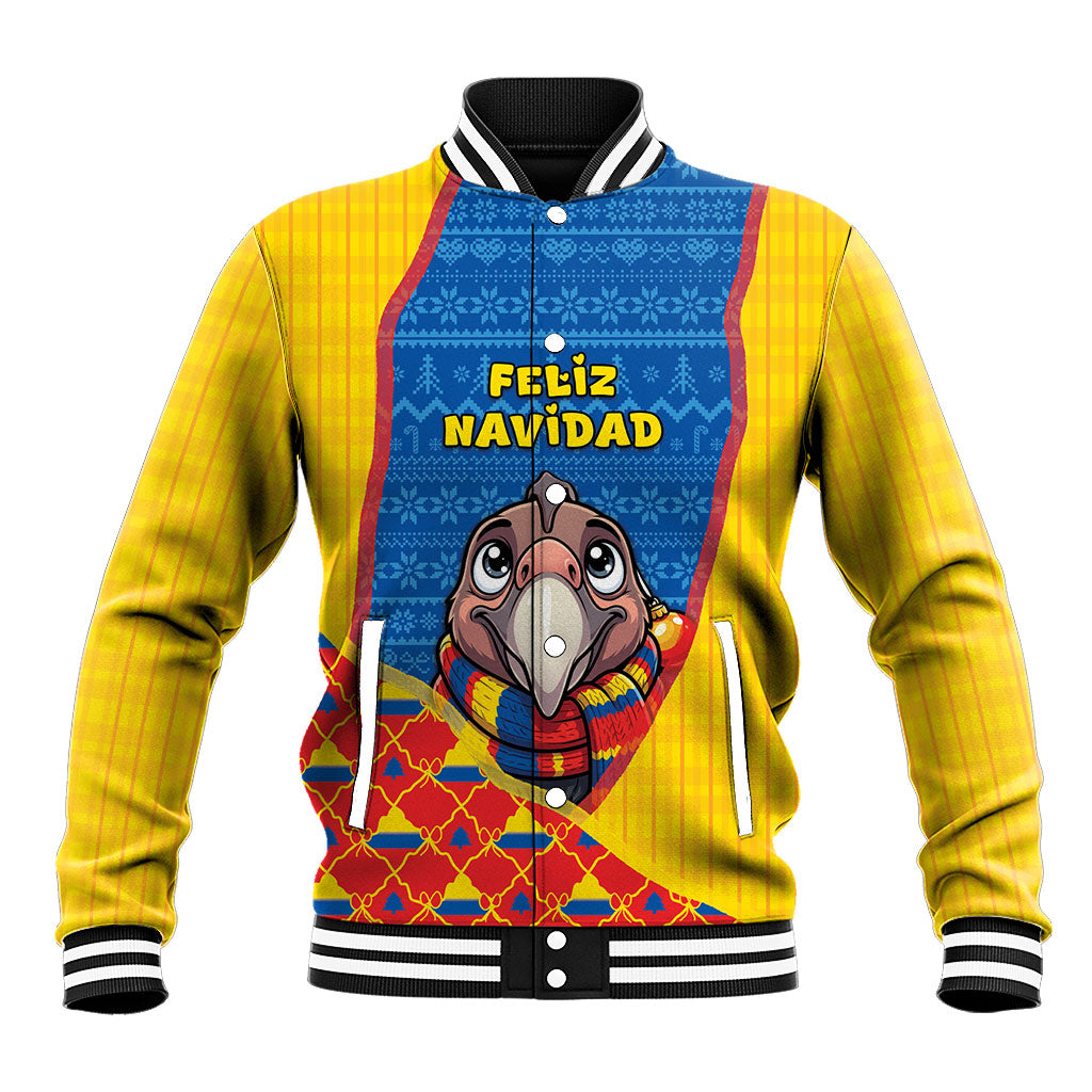 Ecuador Christmas Baseball Jacket Cute Andean Condor Golden Bauble Snowflake