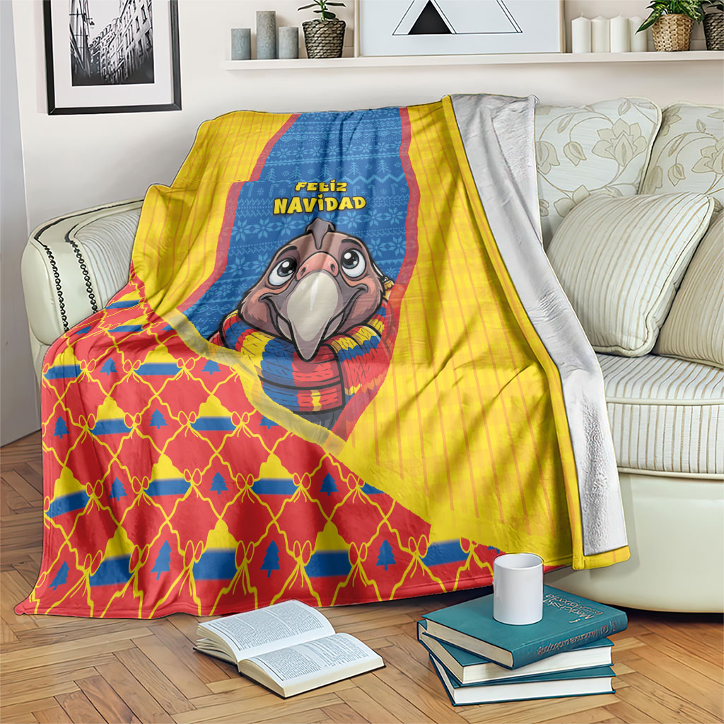 Ecuador Christmas Blanket Cute Andean Condor Golden Bauble Snowflake