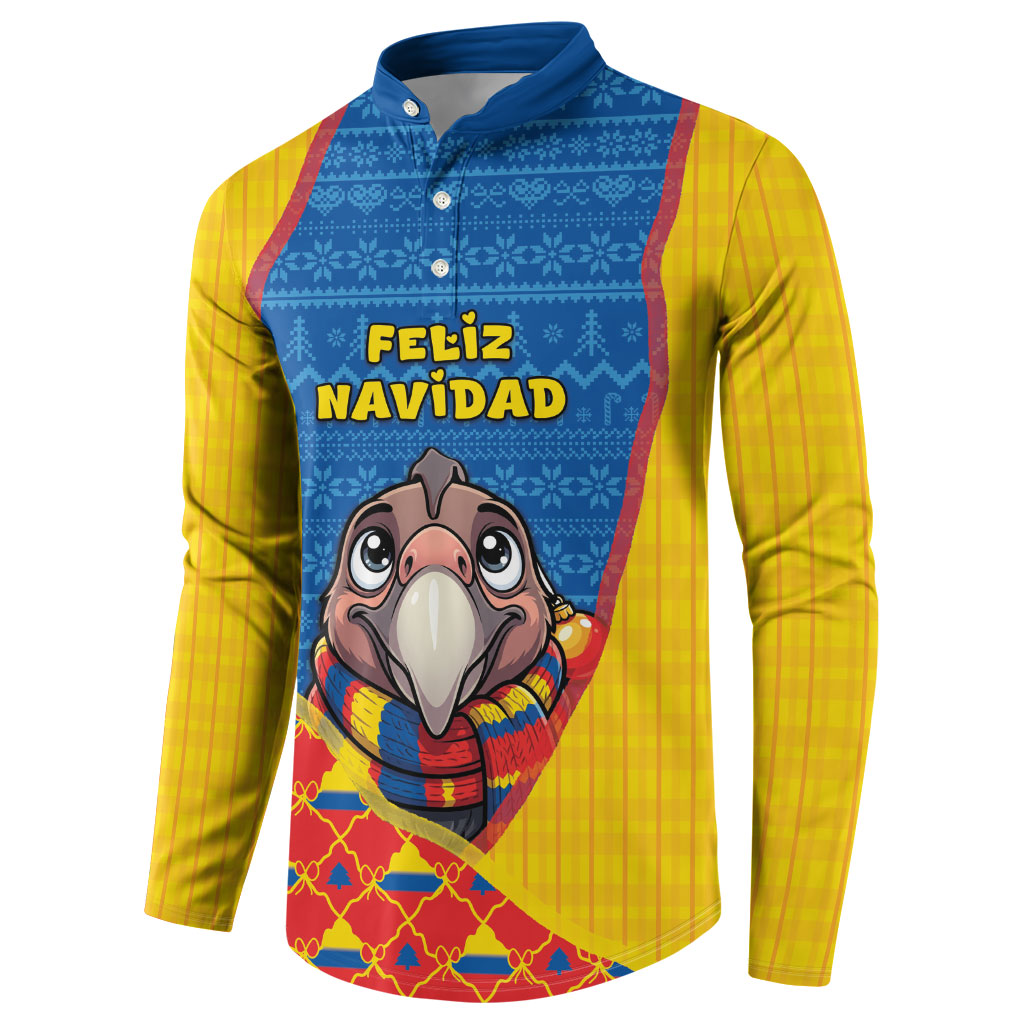 Ecuador Christmas Button Sweatshirt Cute Andean Condor Golden Bauble Snowflake