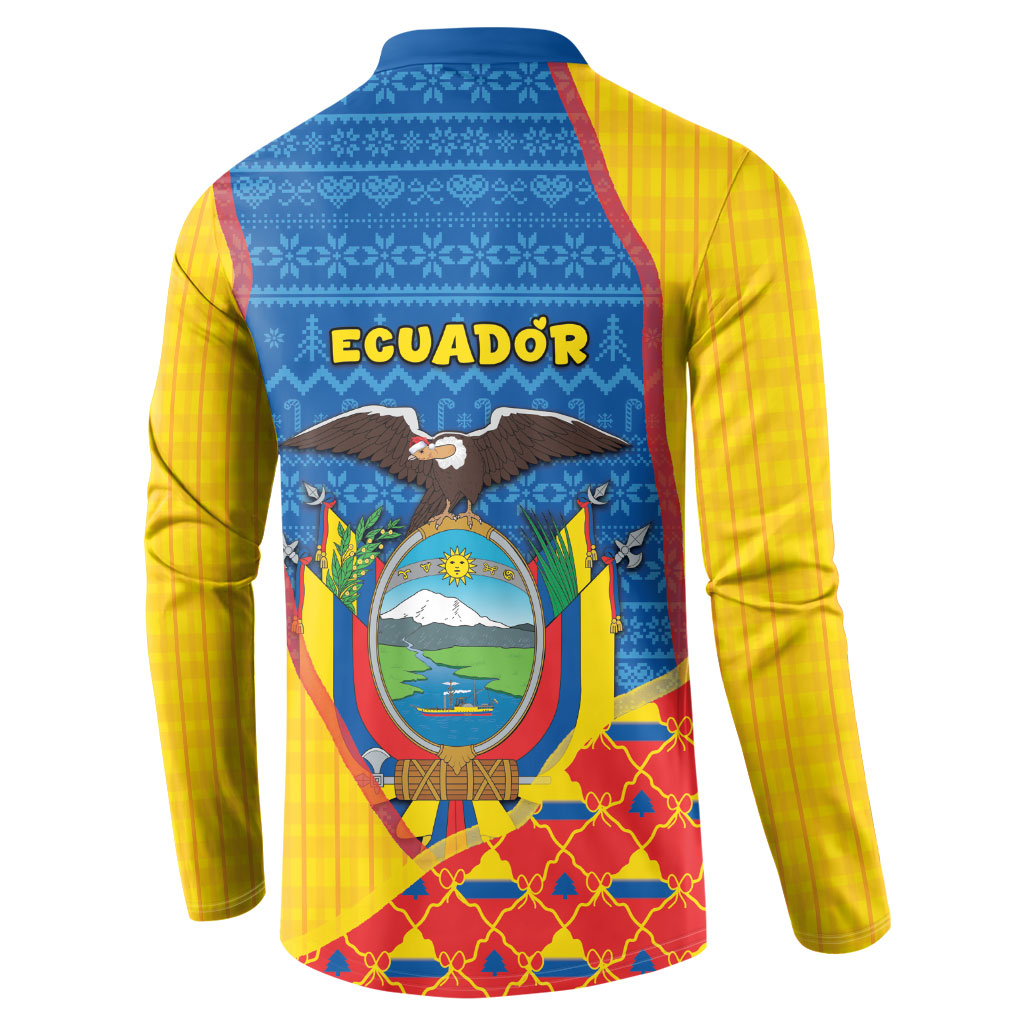 Ecuador Christmas Button Sweatshirt Cute Andean Condor Golden Bauble Snowflake