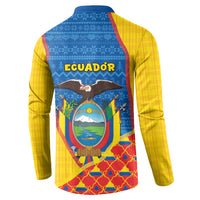 Ecuador Christmas Button Sweatshirt Cute Andean Condor Golden Bauble Snowflake