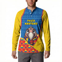 Ecuador Christmas Button Sweatshirt Cute Andean Condor Golden Bauble Snowflake