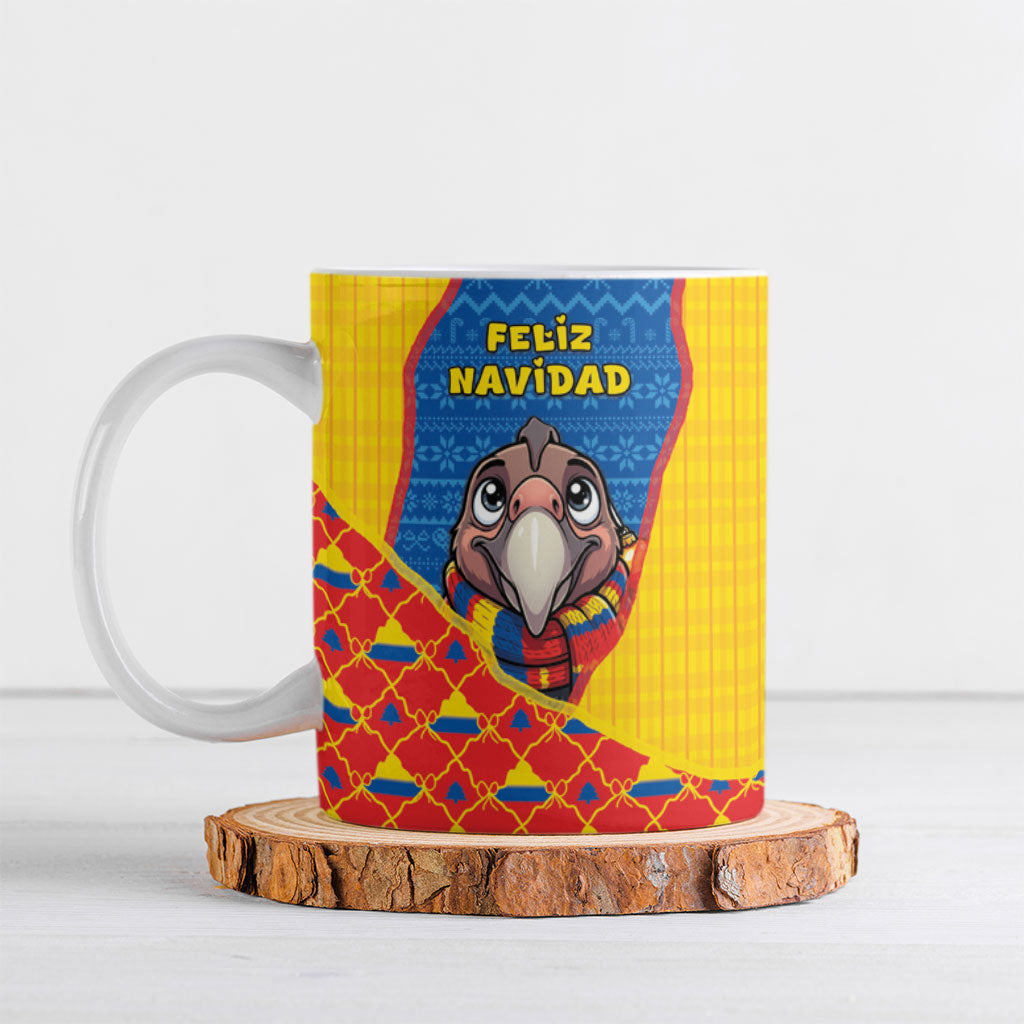 Ecuador Christmas Ceramic Mug Cute Andean Condor Golden Bauble Snowflake