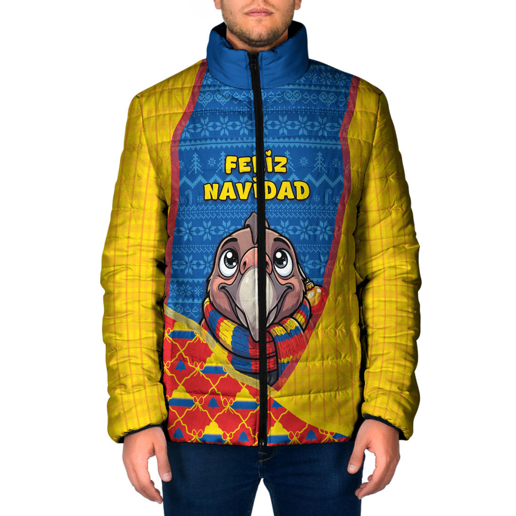 Ecuador Christmas Padded Jacket Cute Andean Condor Golden Bauble Snowflake