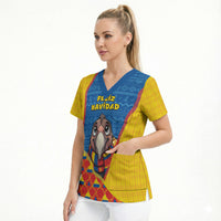 Ecuador Christmas Scrub Top Cute Andean Condor Golden Bauble Snowflake