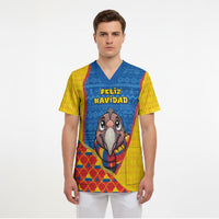 Ecuador Christmas Scrub Top Cute Andean Condor Golden Bauble Snowflake