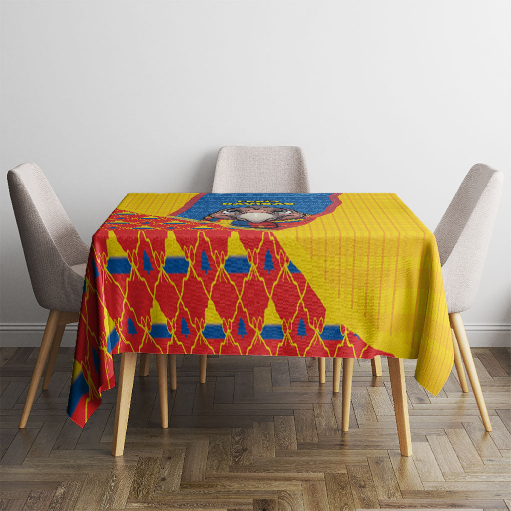 Ecuador Christmas Tablecloth Cute Andean Condor Golden Bauble Snowflake